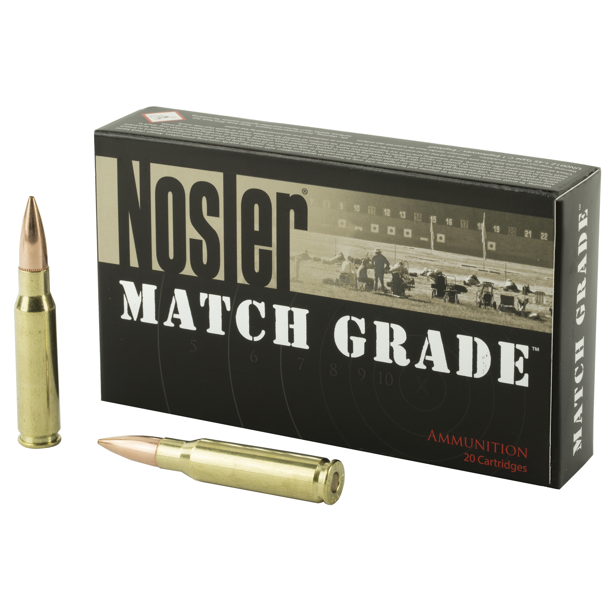 Nosler Match Grade 308 Winchester Hollow Point Boat Tail 168 Grain 20 Rounds