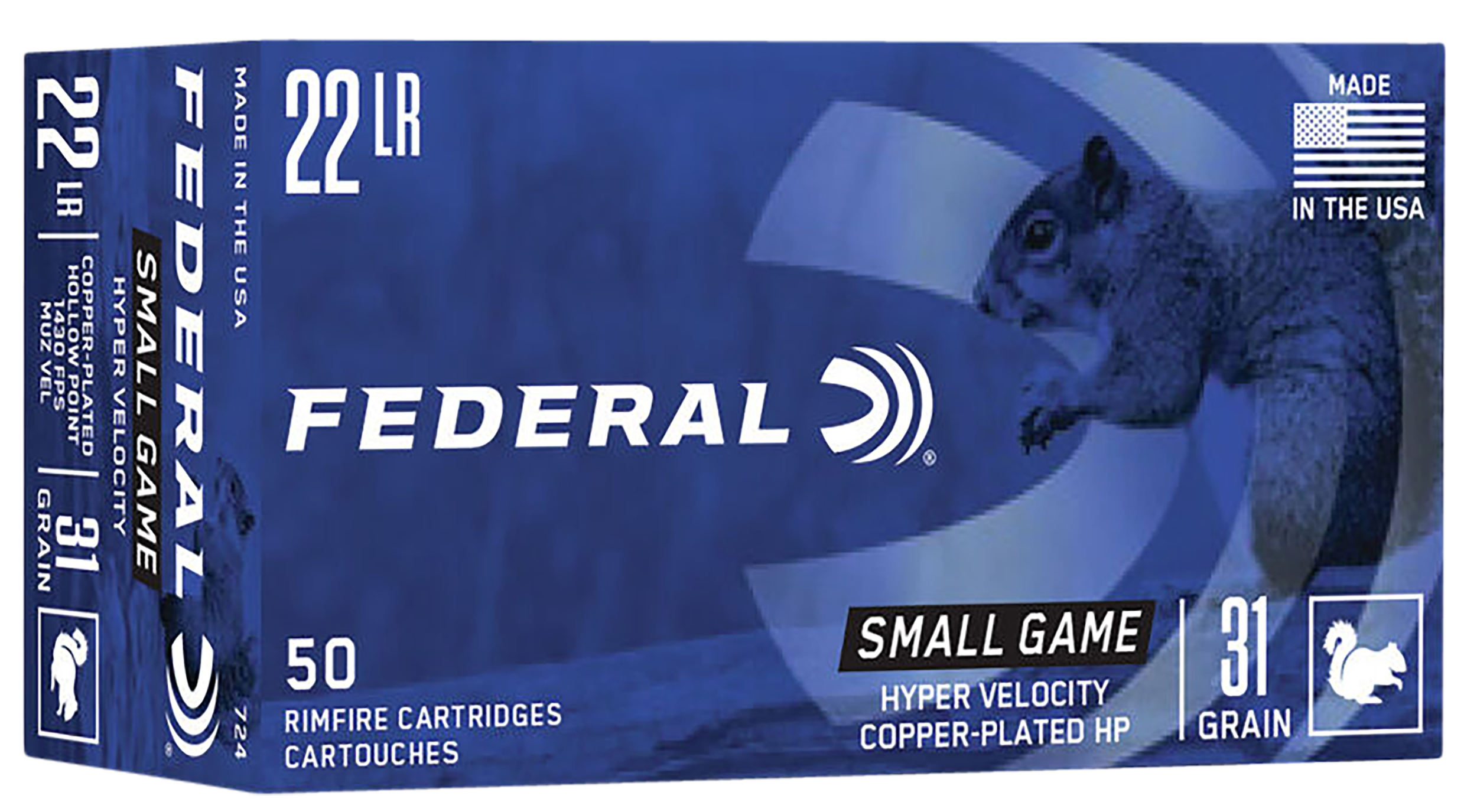 Federal Game-Shok 22 Long Rifle Copper Plated Hollow Point 31 Grain 50 Rounds