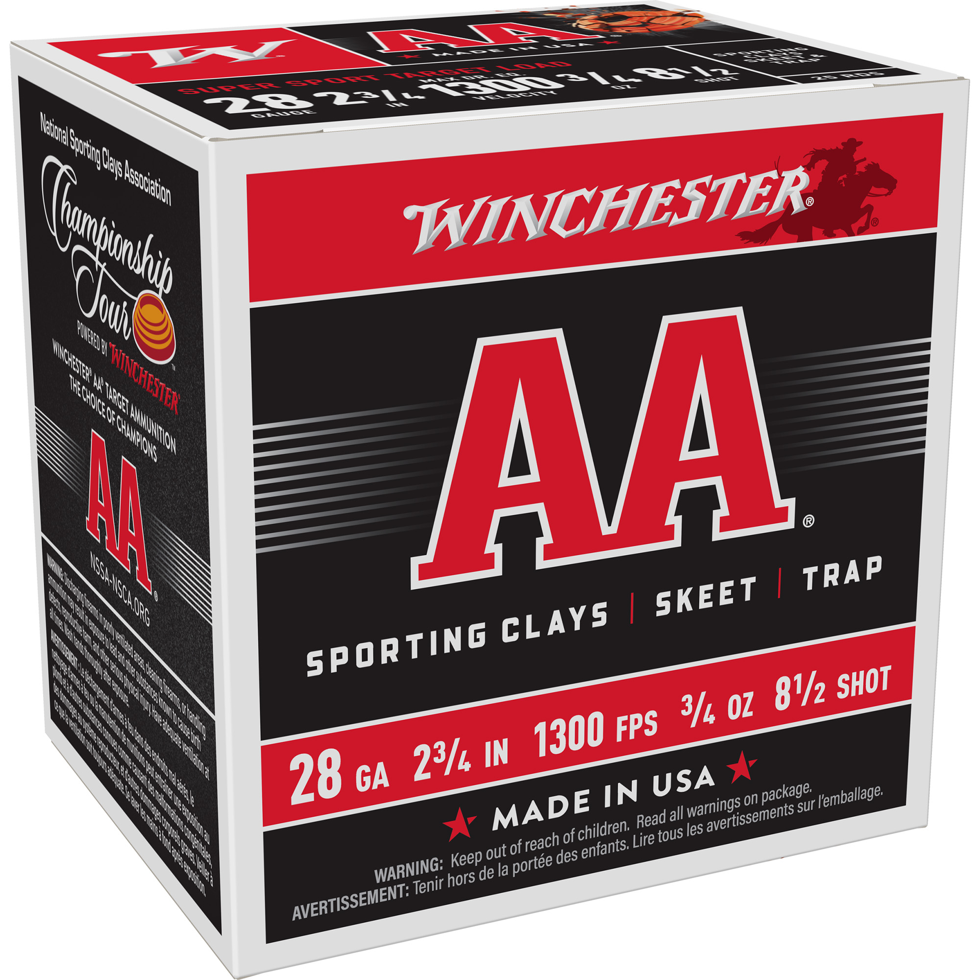 Winchester AA Sporting Clay 28 Gauge Lead Shot 3/4 oz 25 Rounds