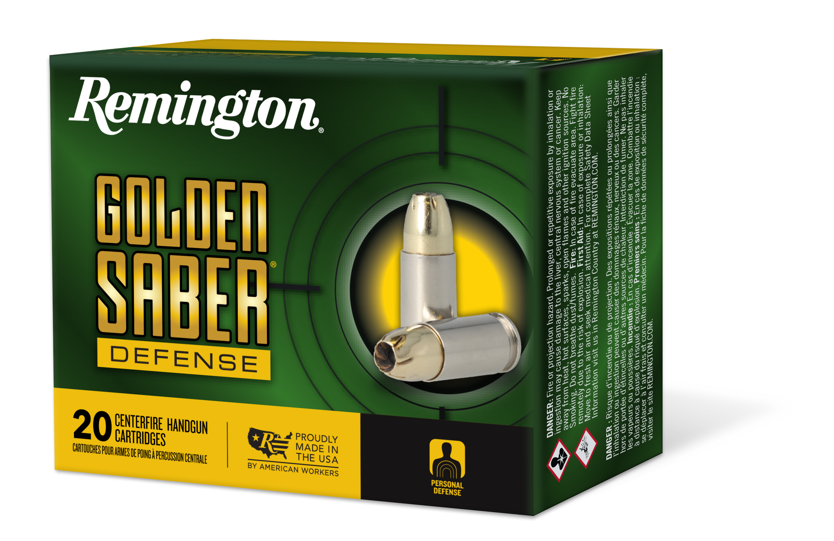 Remington Golden Saber 9mm Luger Brass Jacketed Hollow Point 124 Grain 20 Rounds