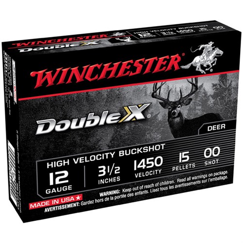 Winchester Ammo SB12L00 Double X High Velocity 12Gauge 3.50" 15Pellets 00Buck Shot 5 Rounds