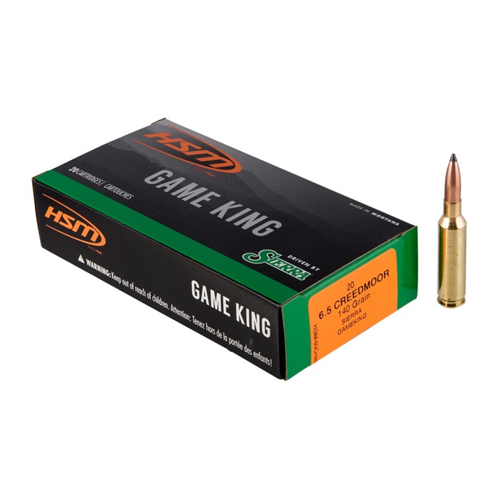 HSM Game King 6.5 Creedmoor Sierra GameKing Boat Tail 140 Grain 20 Rounds