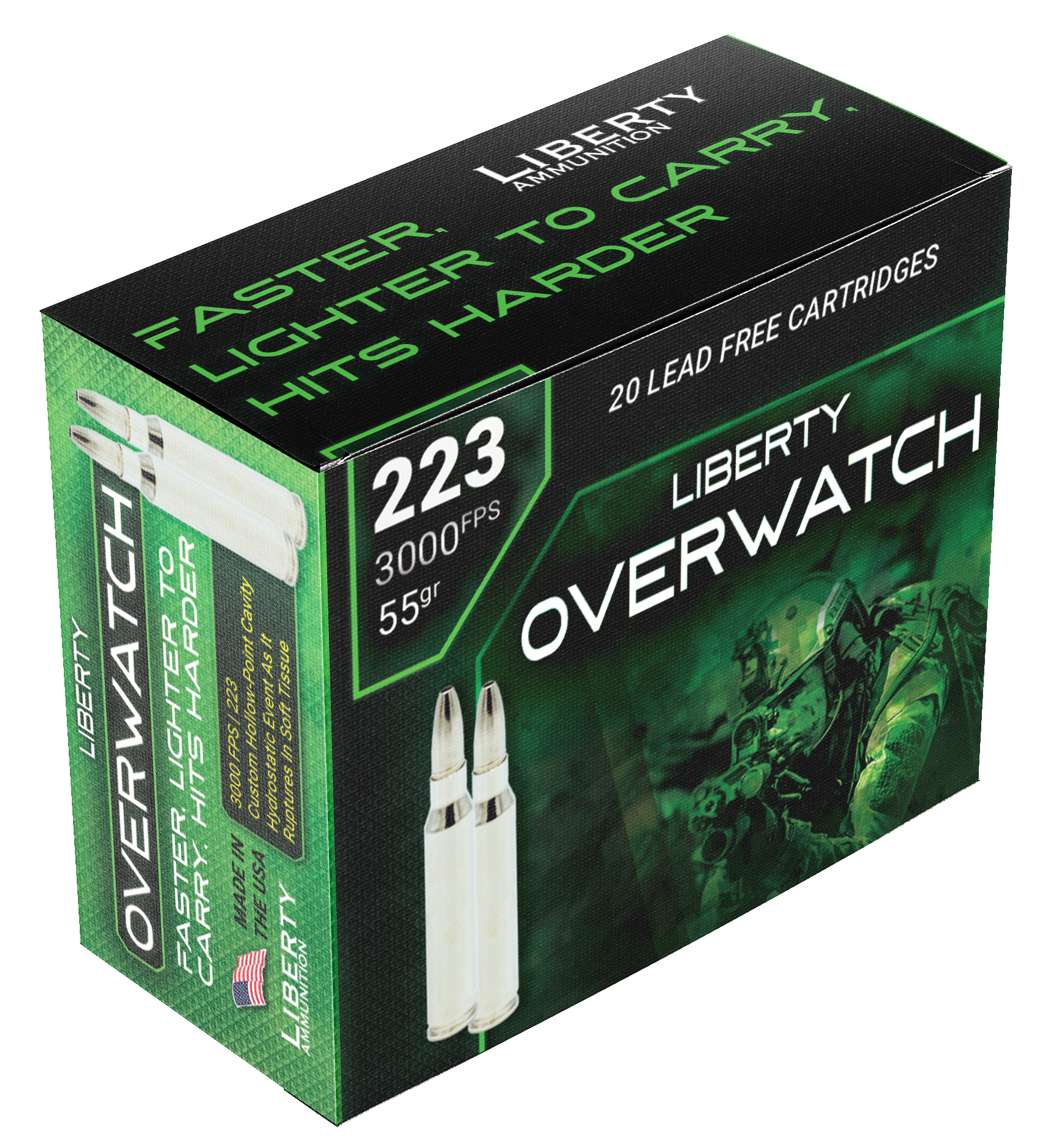 Liberty Ammunition LAOW223553000 OverWatch  223Rem 55gr 20 Rounds