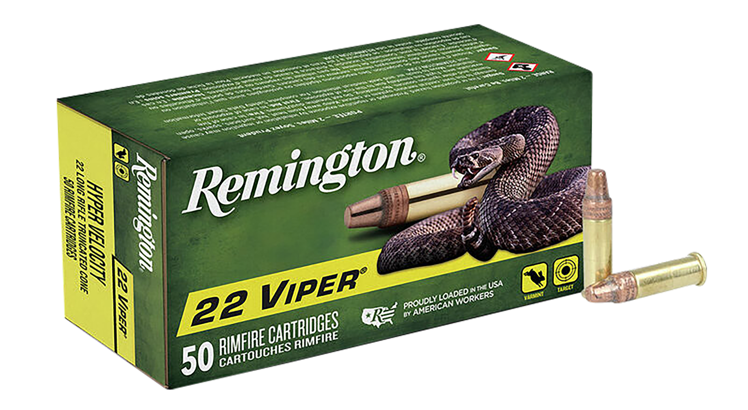 Remington Viper 22 Long Rifle Plated Truncated Cone Bullet 36 Grain 50 Rounds