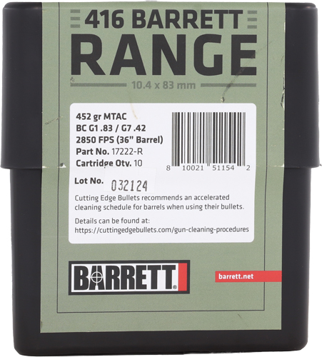 Barrett 17222R Range 416Barrett 450gr MTAC 10/Box