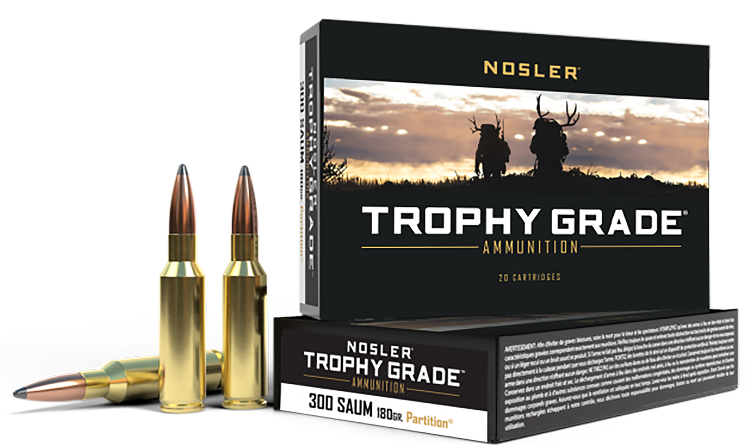 Nosler Trophy Grade, 300 Remington Short Action Ultra Magnum, Spitzer Partition, 180 Grain, 20 Rounds