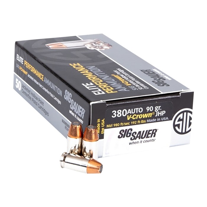 Sig Sauer E380A150 380 ACP Jacketed Hollow Point 90 Grain 50 Rounds