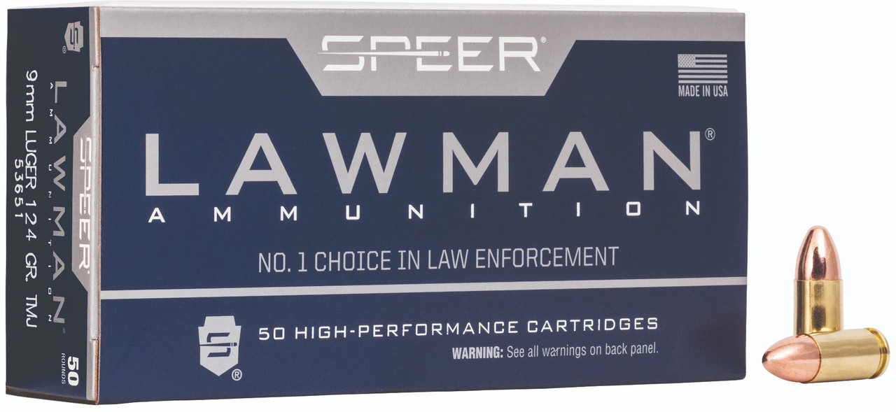 Speer Lawman 9mm Luger Total Metal Jacket 124 Grain 50 Rounds