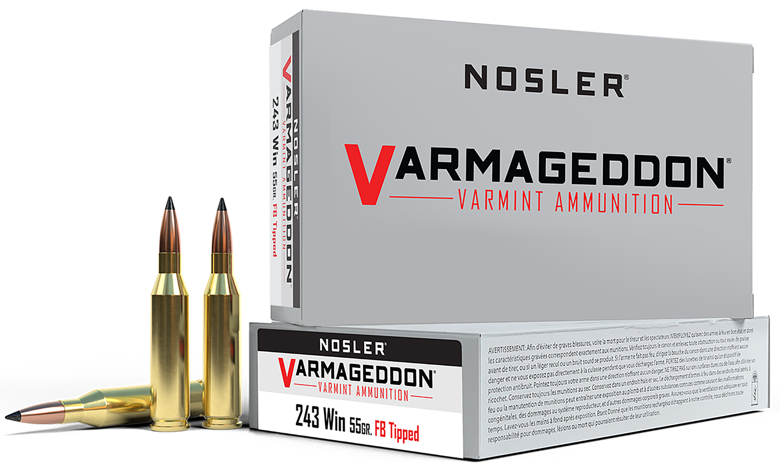 Nosler Varmageddon 243 Winchester Flat Base Tipped 55 Grain 20 Rounds