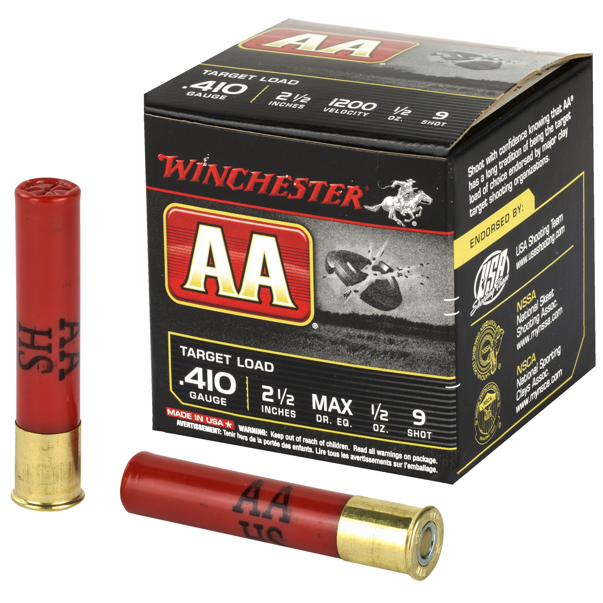 Winchester AA Target Load .410 Bore Lead 1/2 oz 25 Rounds