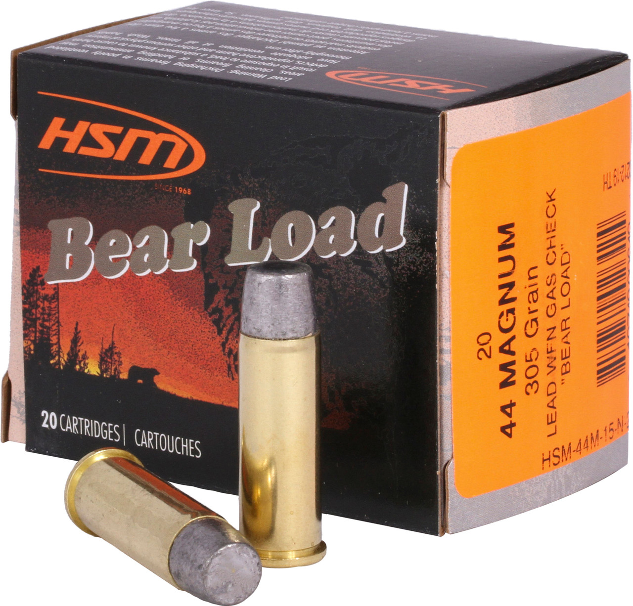 HSM Bear Load 44 Remington Magnum Wide Flat Nose 305 Grain 20 Rounds