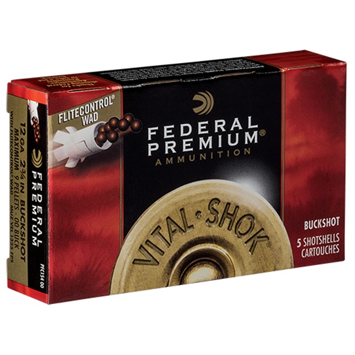Federal Premium Vital Shok 12 Gauge 00 Buckshot 9 Pellets 2.75 Inch 5 Rounds