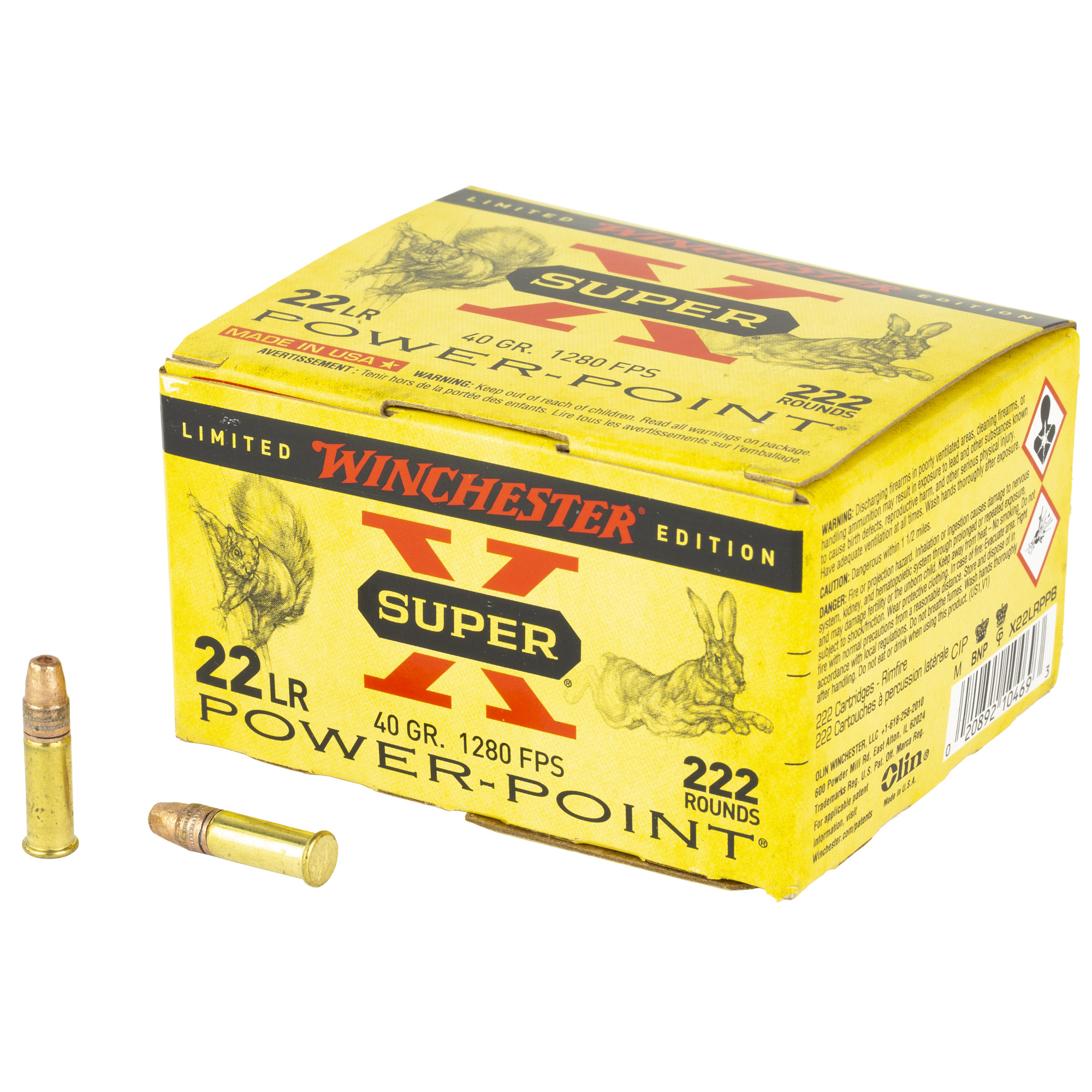 Winchester Super X 22 Long Rifle Power Point 40 Grain 222 Rounds