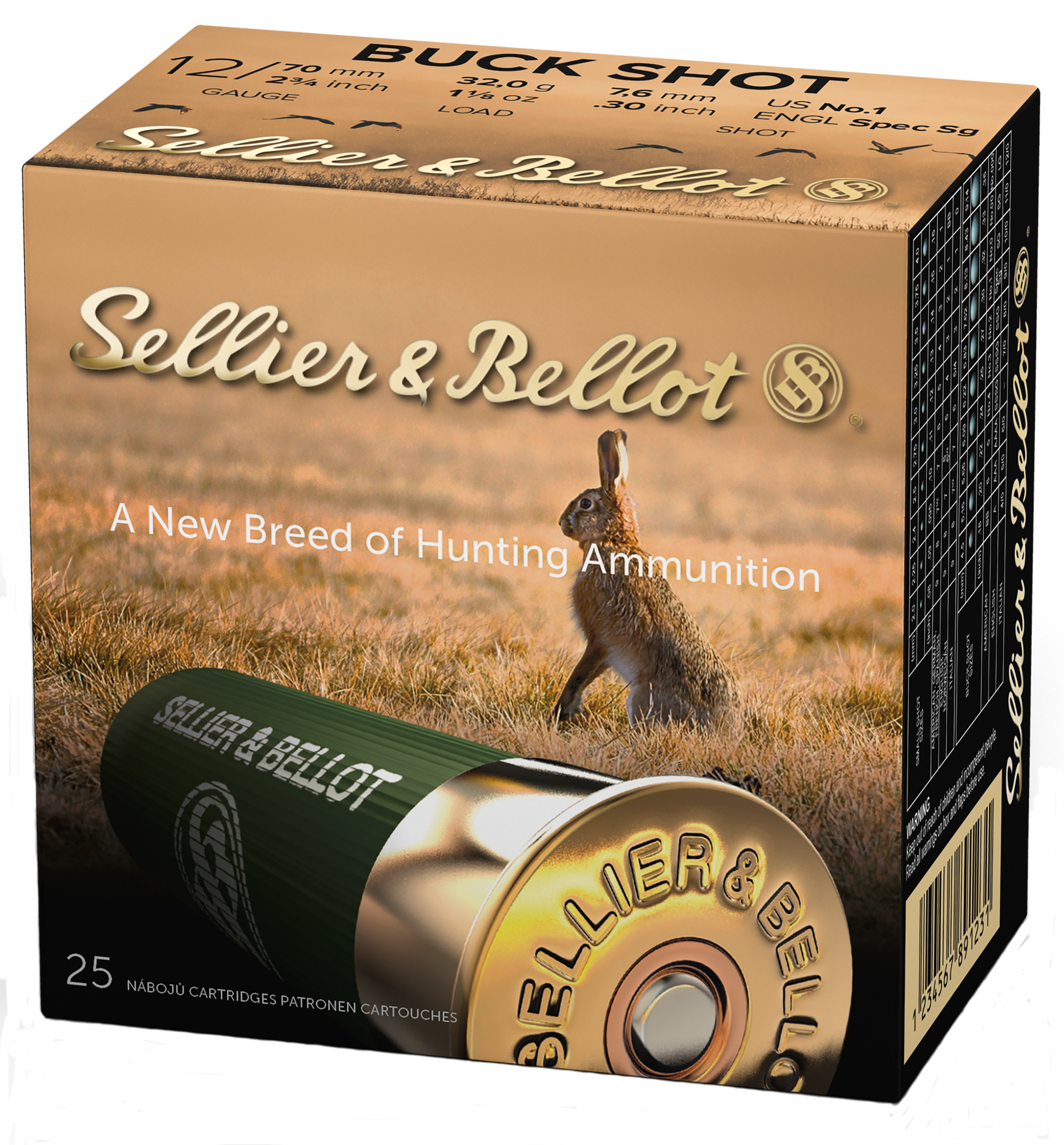 Sellier & Bellot SB12BSF 12 Gauge Buckshot 1 1/8 Ounce 25 Rounds