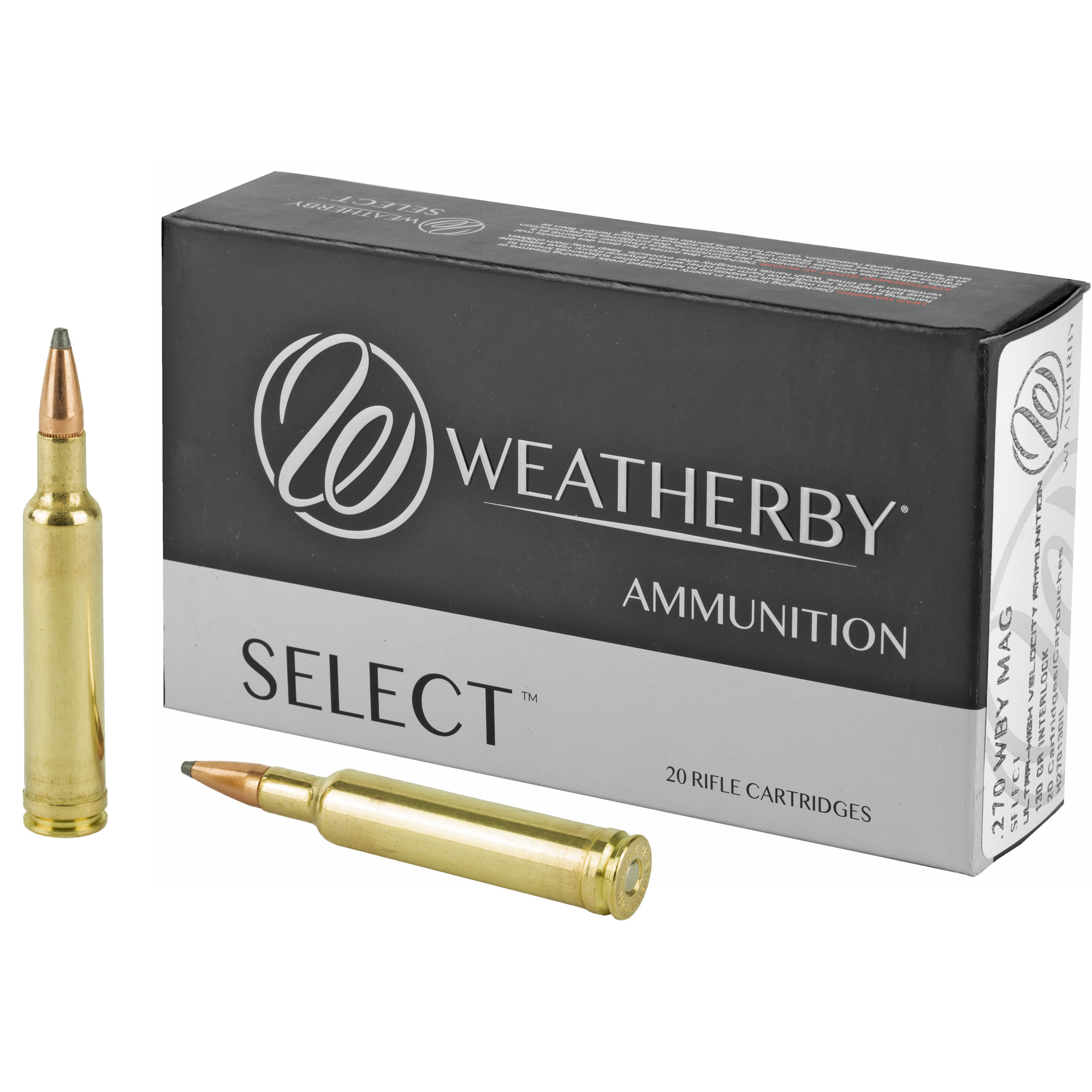 Weatherby Select 270 Weatherby Magnum Hornady Interlock 130 Grain 20 Rounds