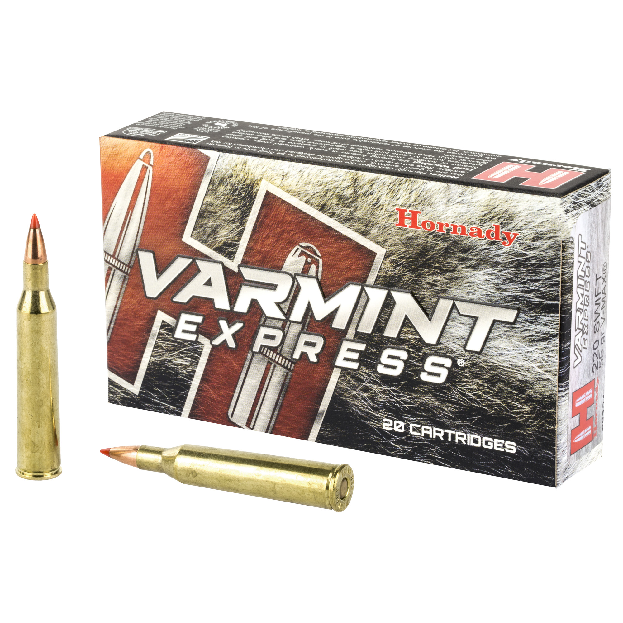 Hornady, Varmint Express, 220 Swift, V-Max, 55 Grain, 20 Rounds