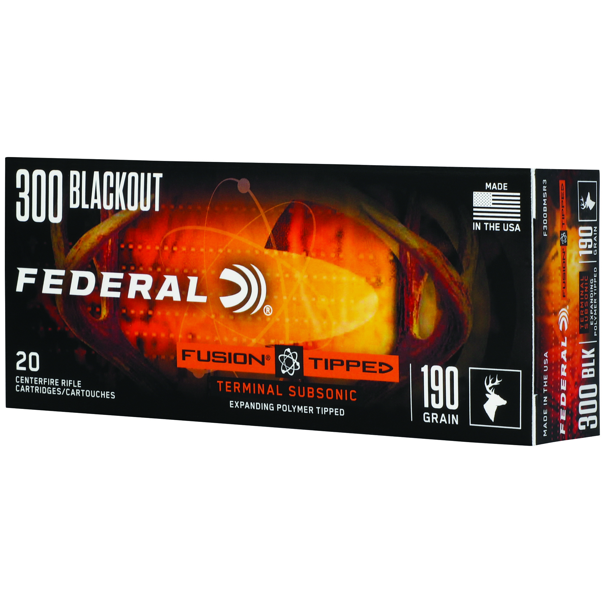 Federal Fusion Rifle Ammo 300 BLK 190 gr. Subsonic Expanding 20 rd.