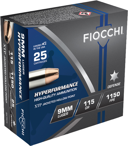Fiocchi Hyperformance Defense Pistol Ammo 9mm 115 gr. XTPHP 25 rd.