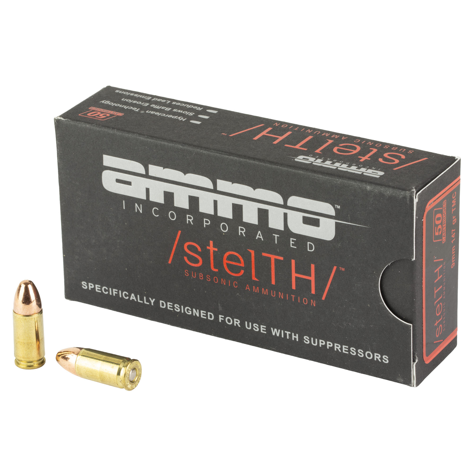 Ammo Inc stelTH Subsonic 9mm Luger Handgun Ammo - 147 Grain | TMC | 50rd Box