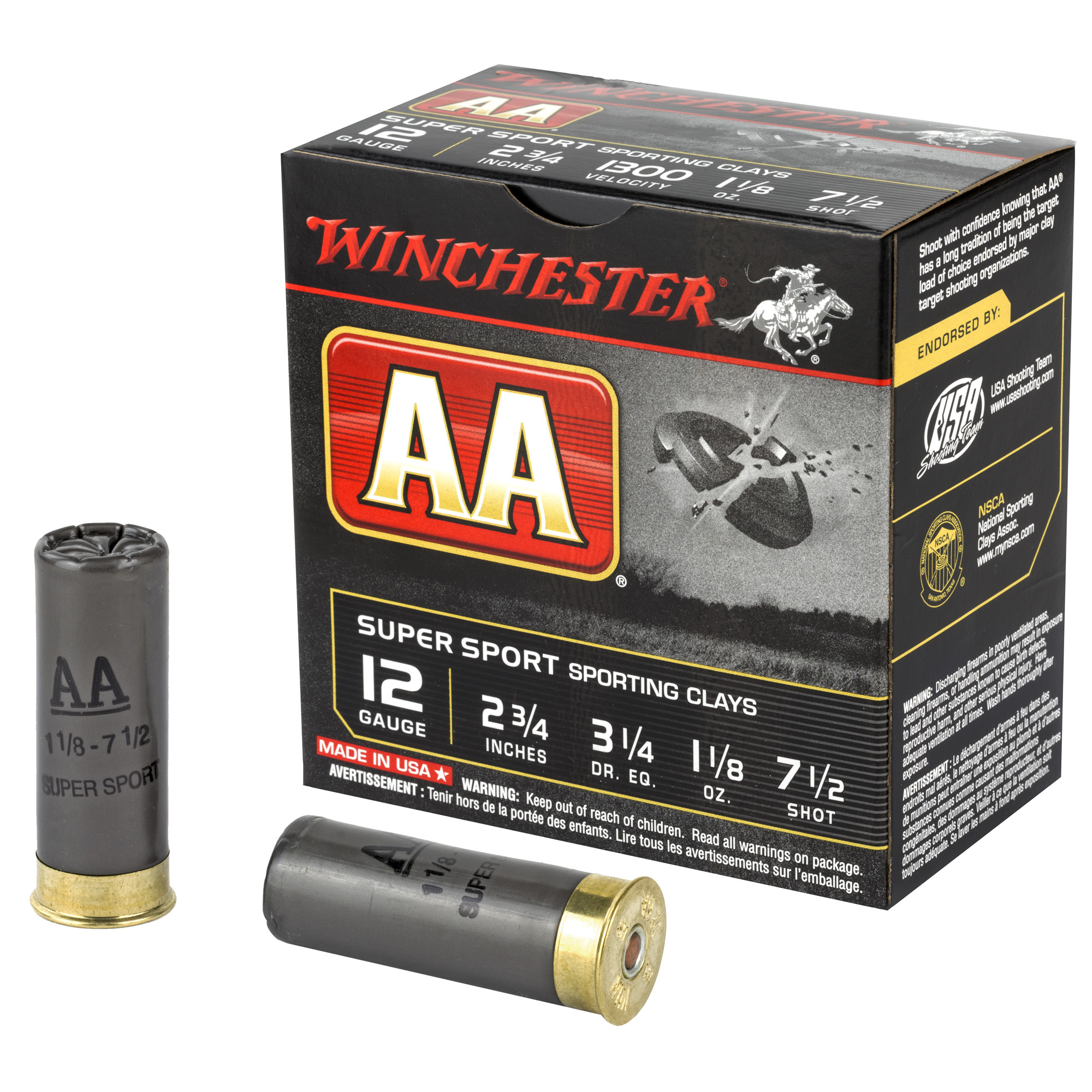 Winchester, AA Sporting Clays Load, 12 Gauge, Lead, 1 1/8 oz, 25 Rounds