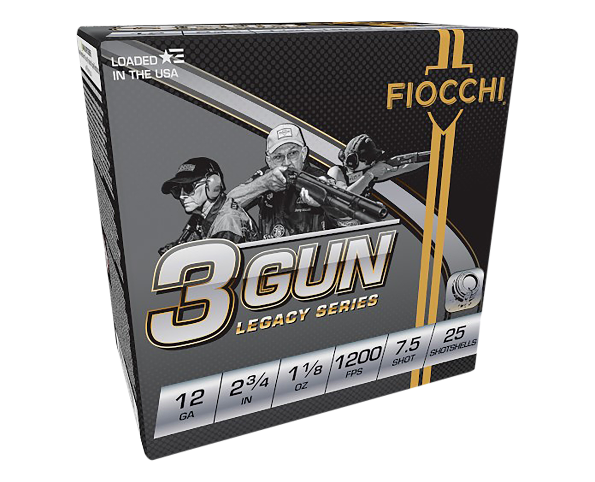 Fiocchi 3 Gun Match Legacy Series 12 Gauge Shot one and one eighth ounce seven and a half shot 25 Rounds