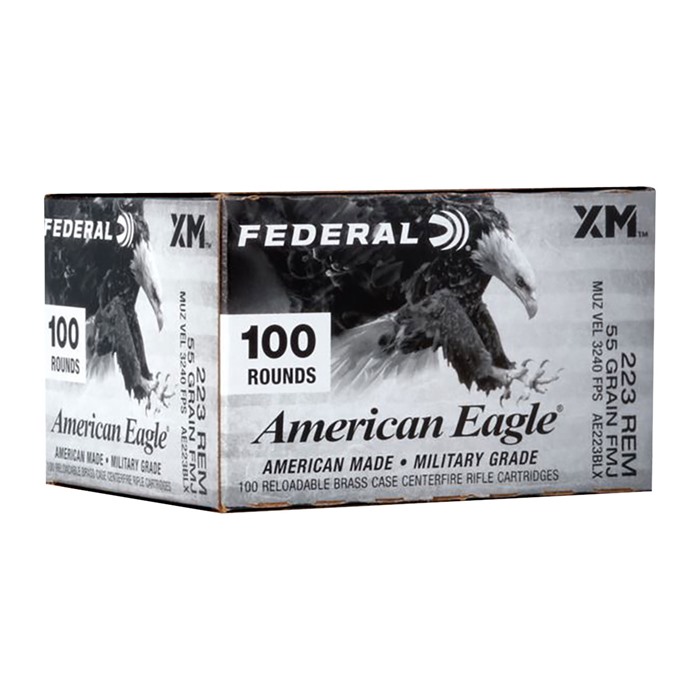 Federal American Eagle 223 Remington FMJ Boat Tail 55 Grain 100 Rounds