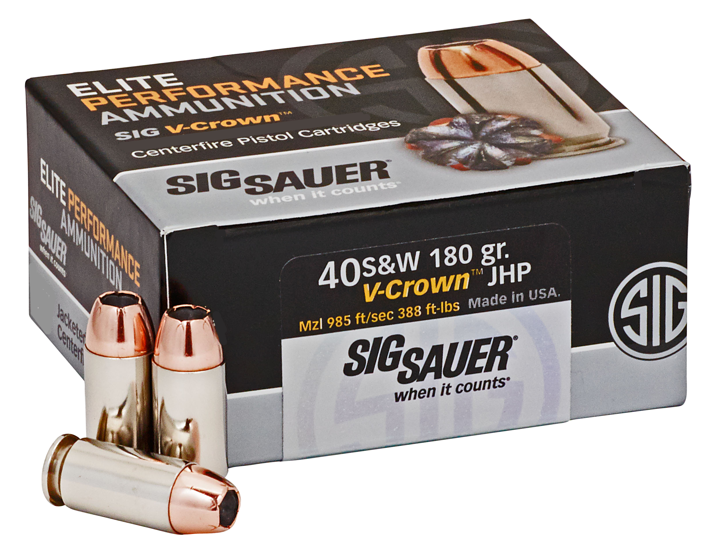 Sig Sauer E40SW250 40 S&W Jacketed Hollow Point 180 Grain 50 Rounds