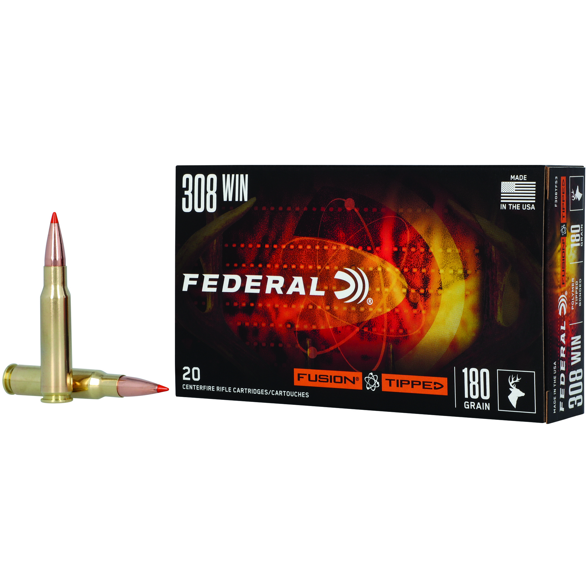 Federal, Fusion, 308 Winchester, Bonded Soft Point, 180 Grain, 20 Rounds