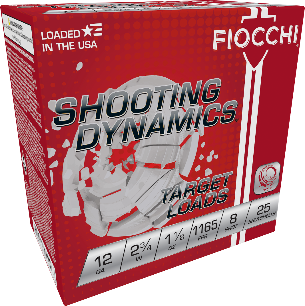 Fiocchi Shooting Dynamics 12 Gauge Shotgun Loads 1 1/8 oz Number Eight Shot 25 Rounds