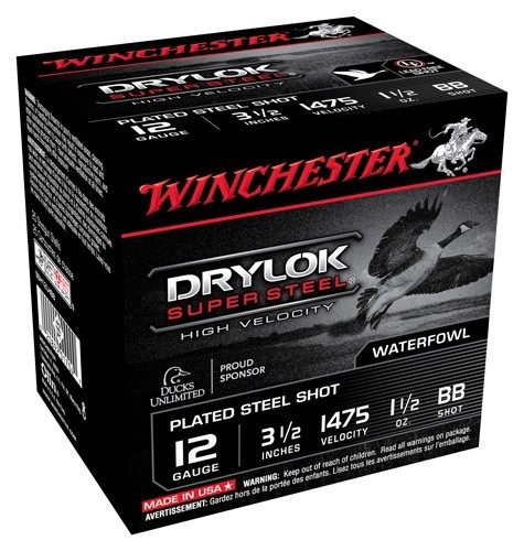 Winchester DryLok Super Steel 12 Gauge BB High Velocity 1 1/2 oz 25 Rounds
