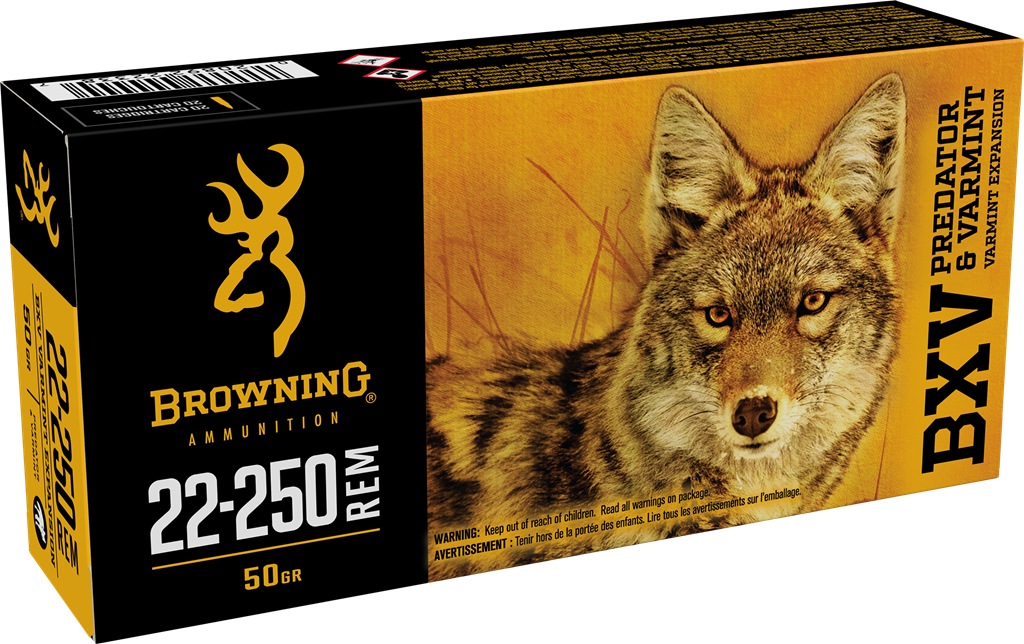 Browning BXV Predator Varmint 22-250 Remington Varmint Expansion Polymer Tip 50 Grain 20 Rounds