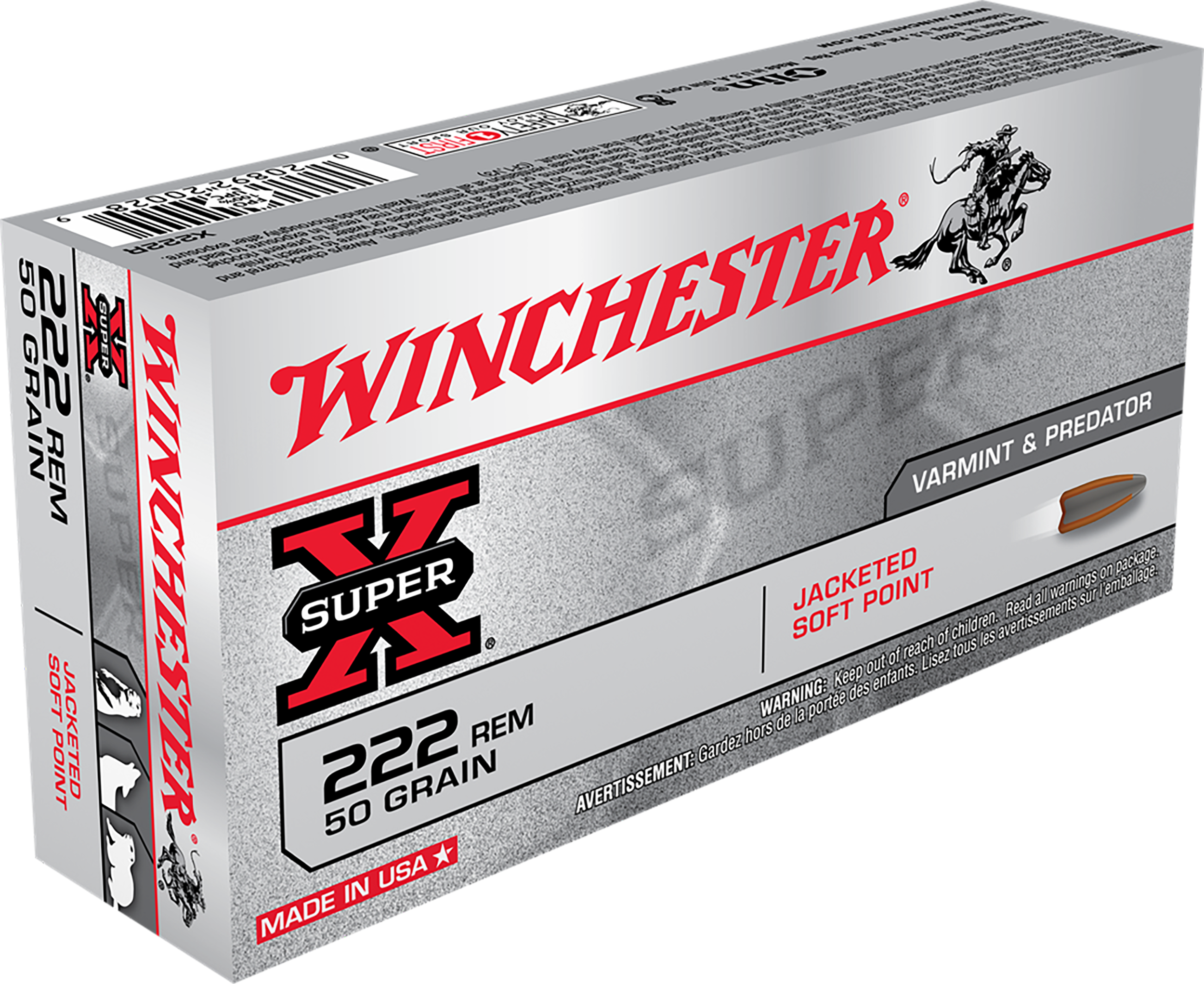 Winchester Super-X 222 Remington Soft Point 50 Grain 20 Rounds