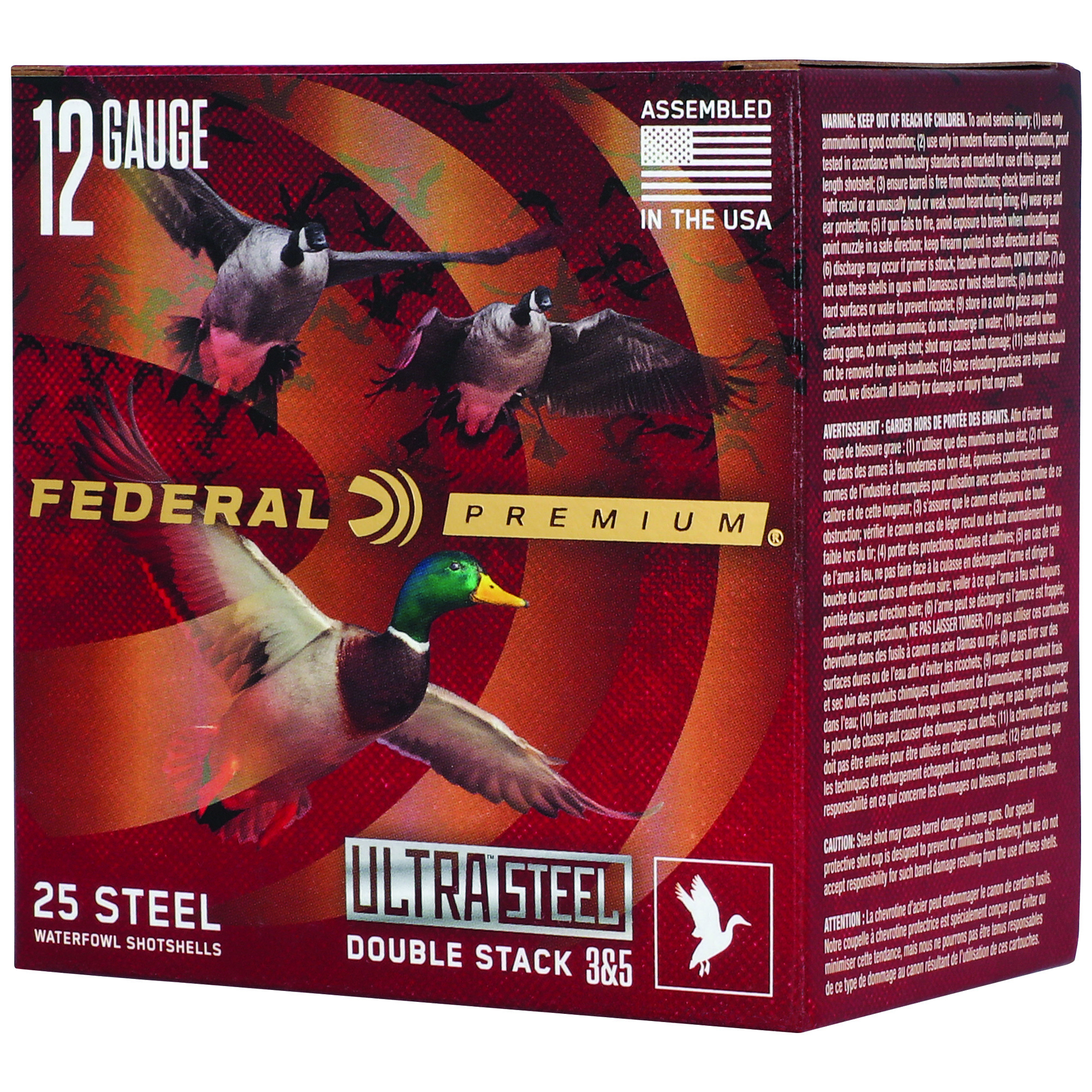 Federal Ultra Steel 12 Gauge Steel Shot 1 1/4 Ounce #3 and #5 25 Rounds