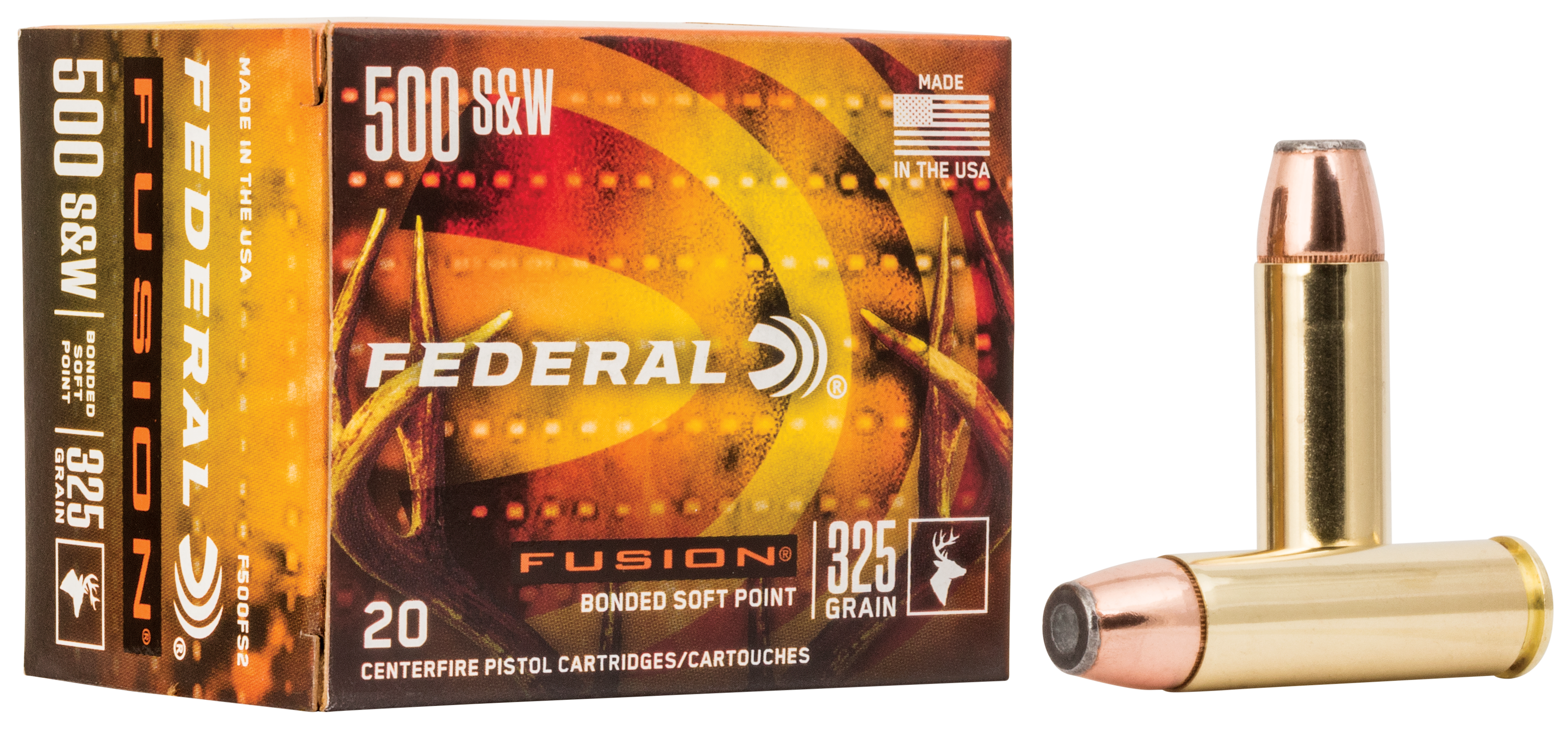 Federal Fusion Handgun 500 S&W Magnum Fusion Soft Point 325 Grain 20 Rounds