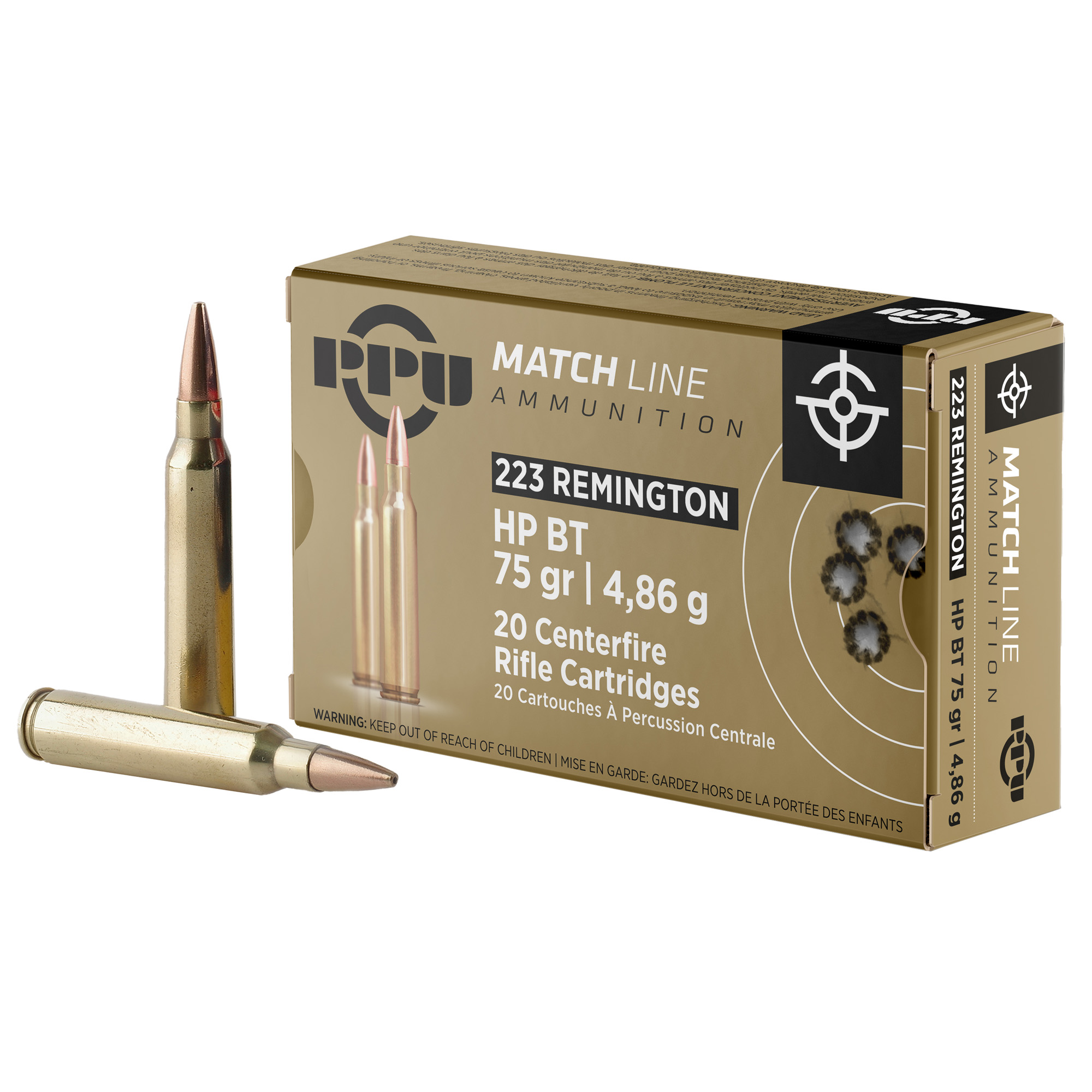 Prvi Partisan PPM2232 223 Remington Hollow Point Boat Tail 75 Grain 20 Rounds
