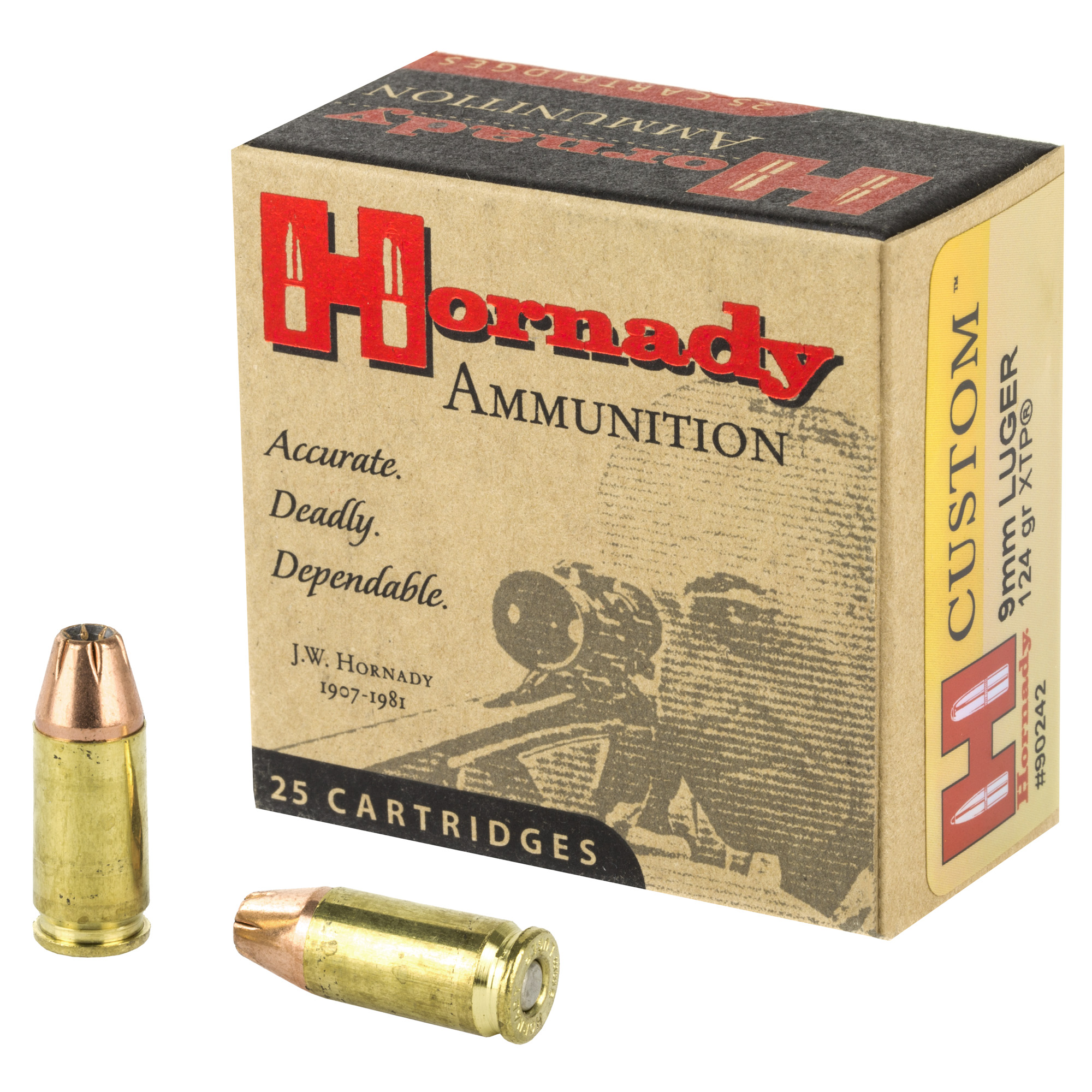Hornady Custom Pistol Ammo 9mm Luger 124 gr. XTP Jacket Hollow Point 25 rd.