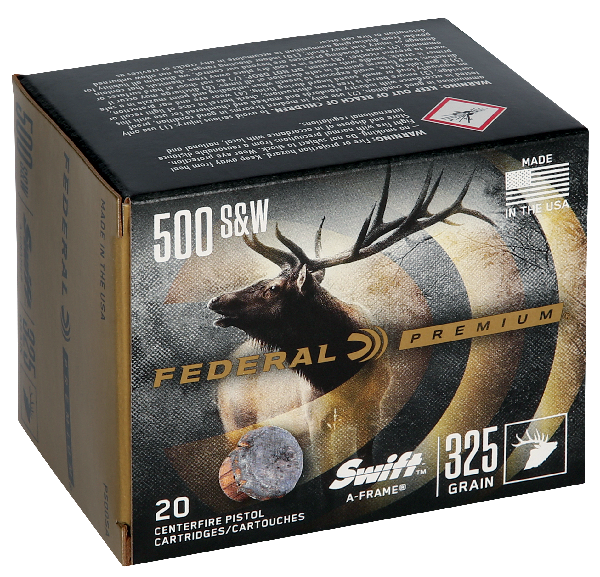 Federal Premium Pistol Ammo 500 S&W Magnum Swift A-Frame 325 Grain 20 Rounds