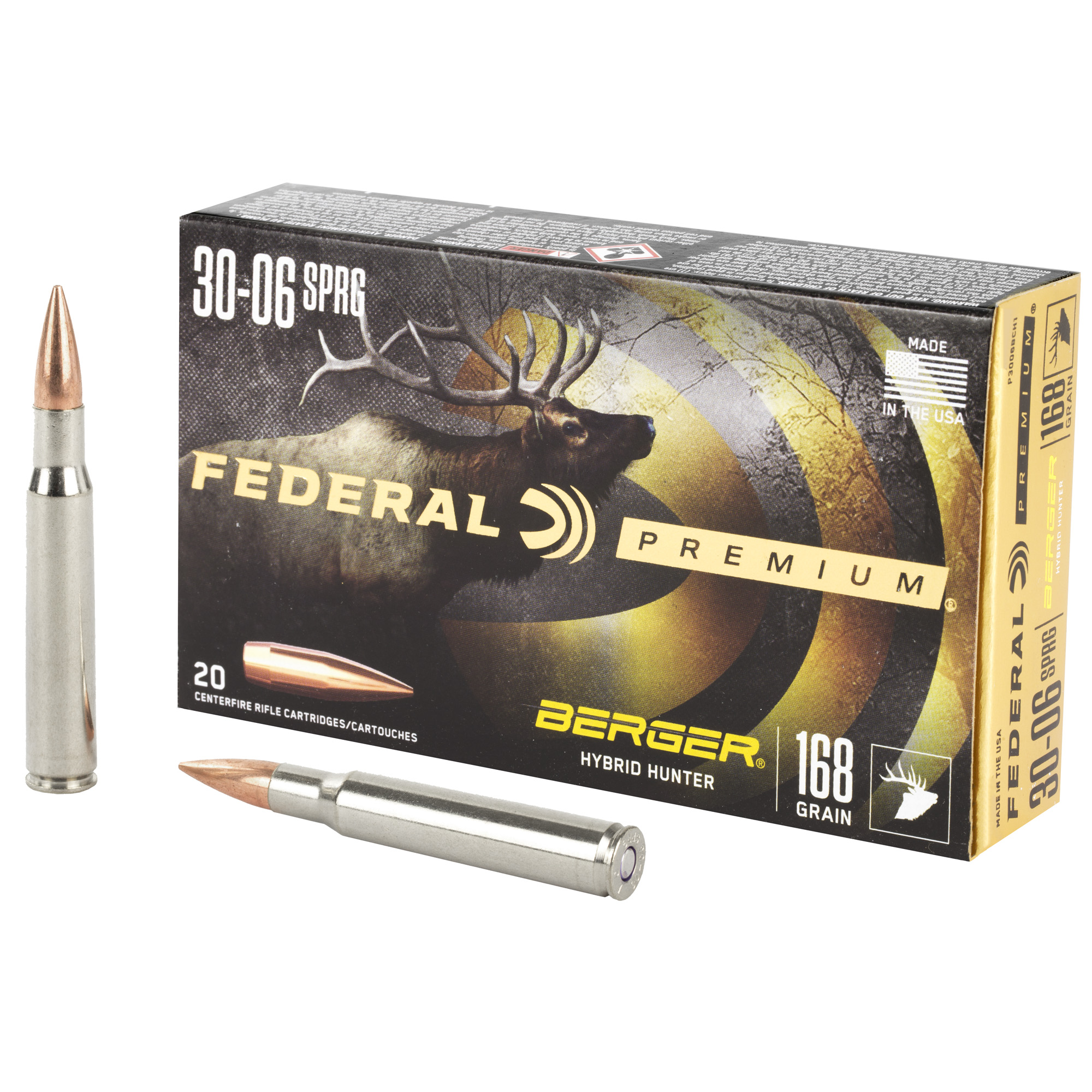 Federal Premium Berger Hybrid Hunter 30-06 Springfield 168 Grain 20 Rounds