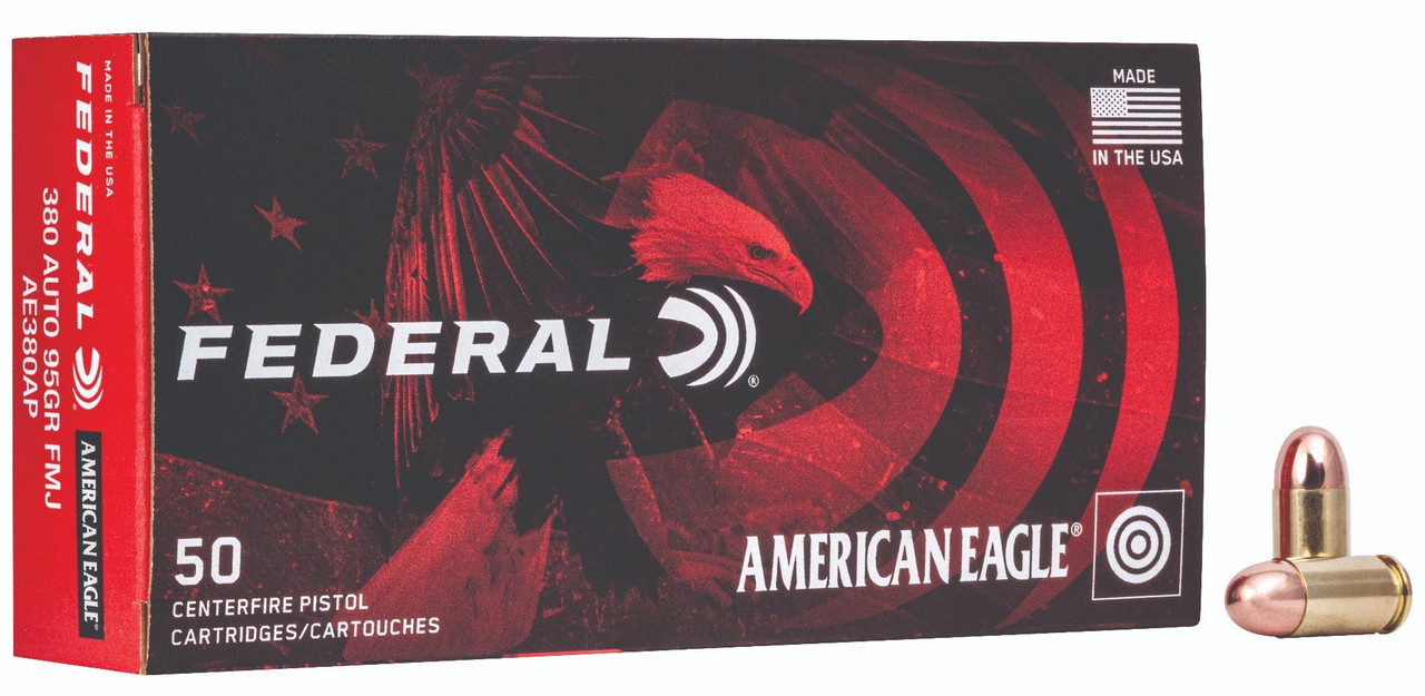Federal, American Eagle, 380 ACP, Full Metal Jacket, 95 Grain, 50 Rounds