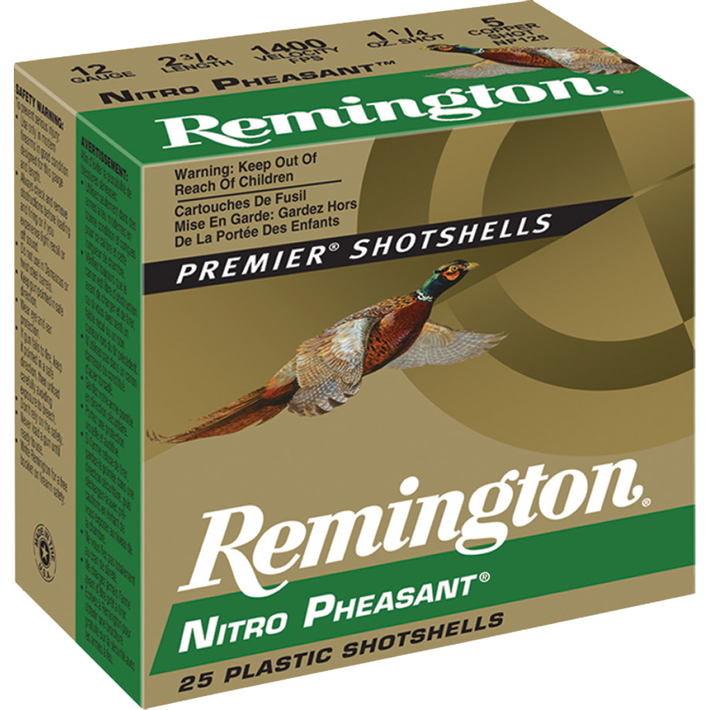 Remington Nitro Pheasant Loads 12 Gauge Copper-Plated Lead Shot 1 1/4 Ounce 25 Rounds