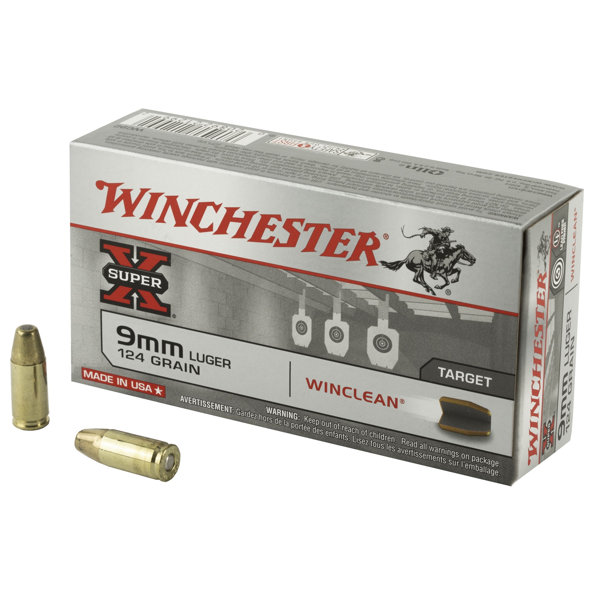 Winchester WinClean 9mm Luger Brass Enclosed Base 124 Grain 50 Rounds