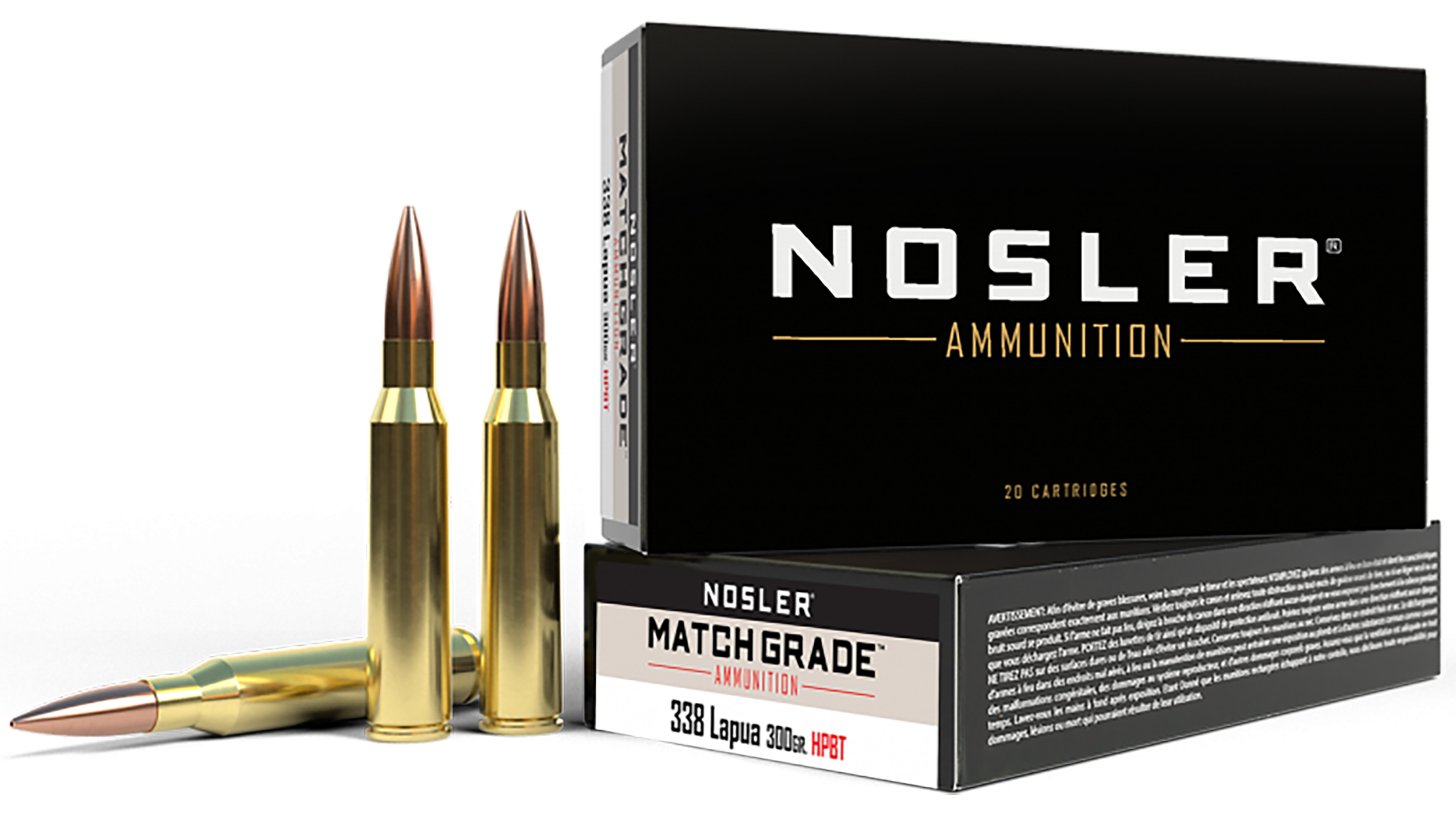 Nosler Match Grade 338 Lapua Magnum Hollow Point Boat Tail 300 Grain 20 Rounds