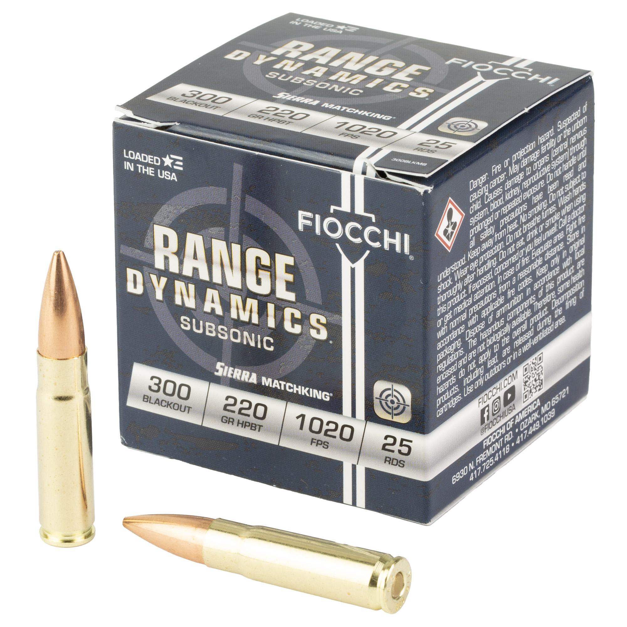 Fiocchi MatchKing 300 Aac Blackout Boat Tail Hollow Point 220 Grain 25 Rounds