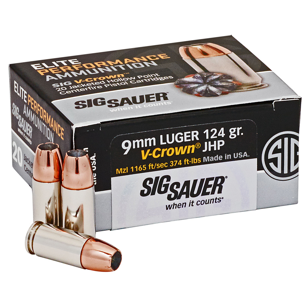 Sig Sauer Elite V-Crown 9mm Jacketed Hollow Point 124 Grain 20 Rounds