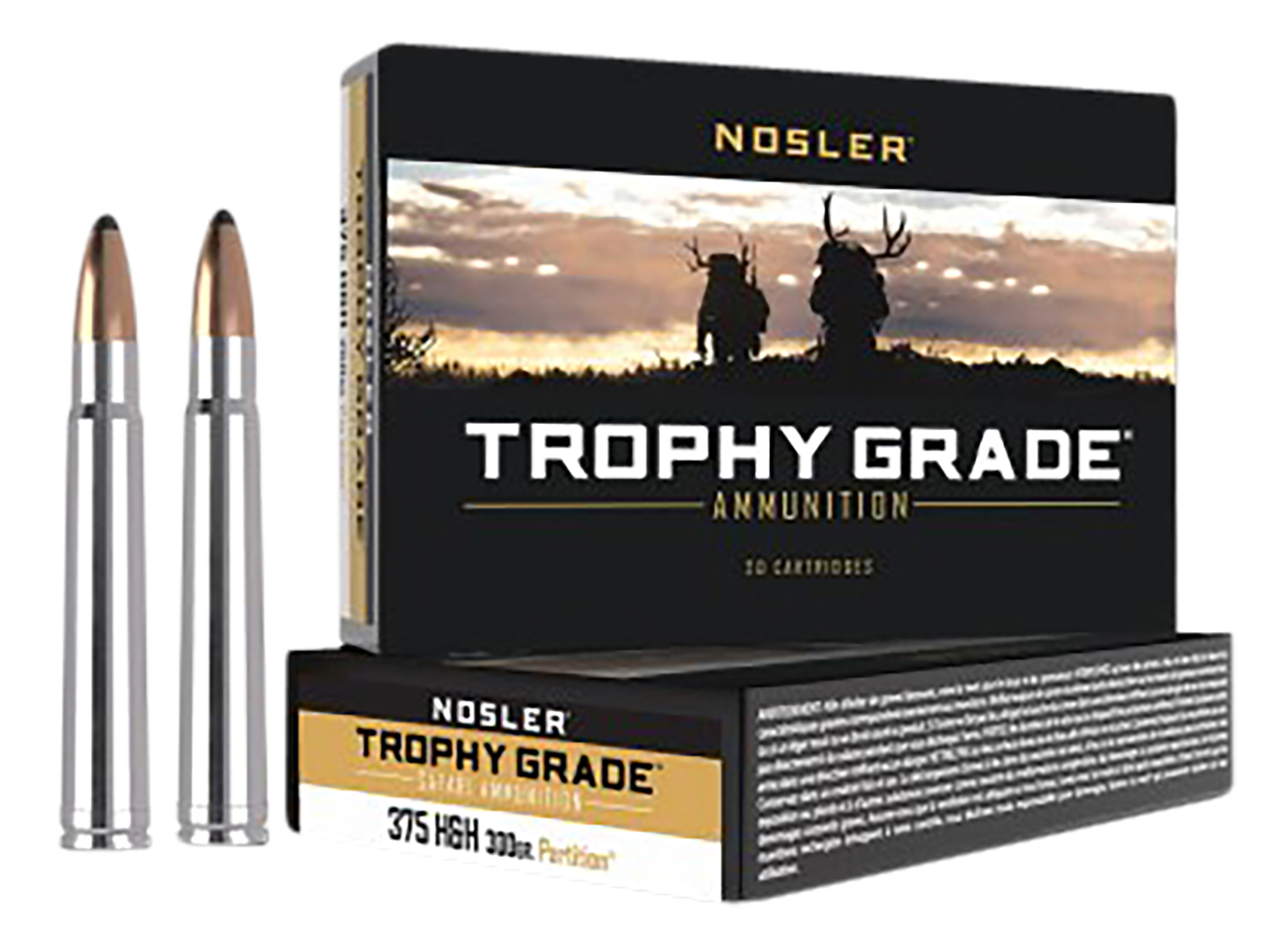 Nosler, Match Safari, 375 H&H Magnum, Partition Soft Point, 300 Grain, 20 Rounds