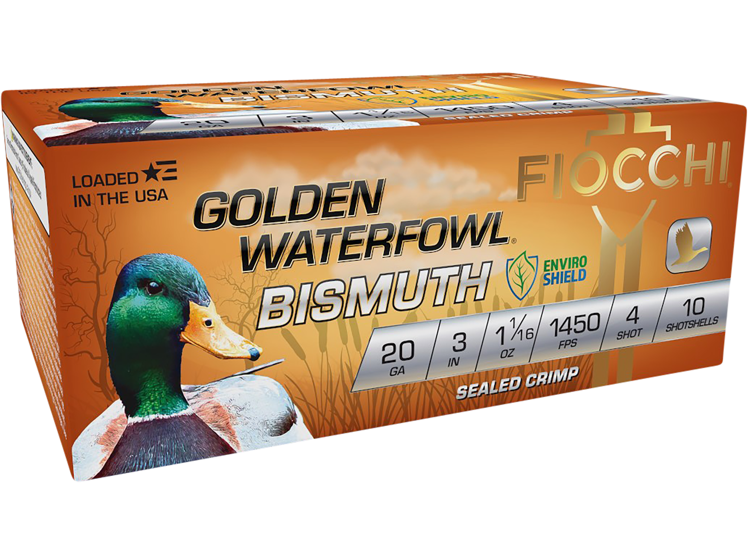 Fiocchi Golden Waterfowl 20 Gauge Bismuth Shot 1-1/16 oz 4 Shot 10 Rounds