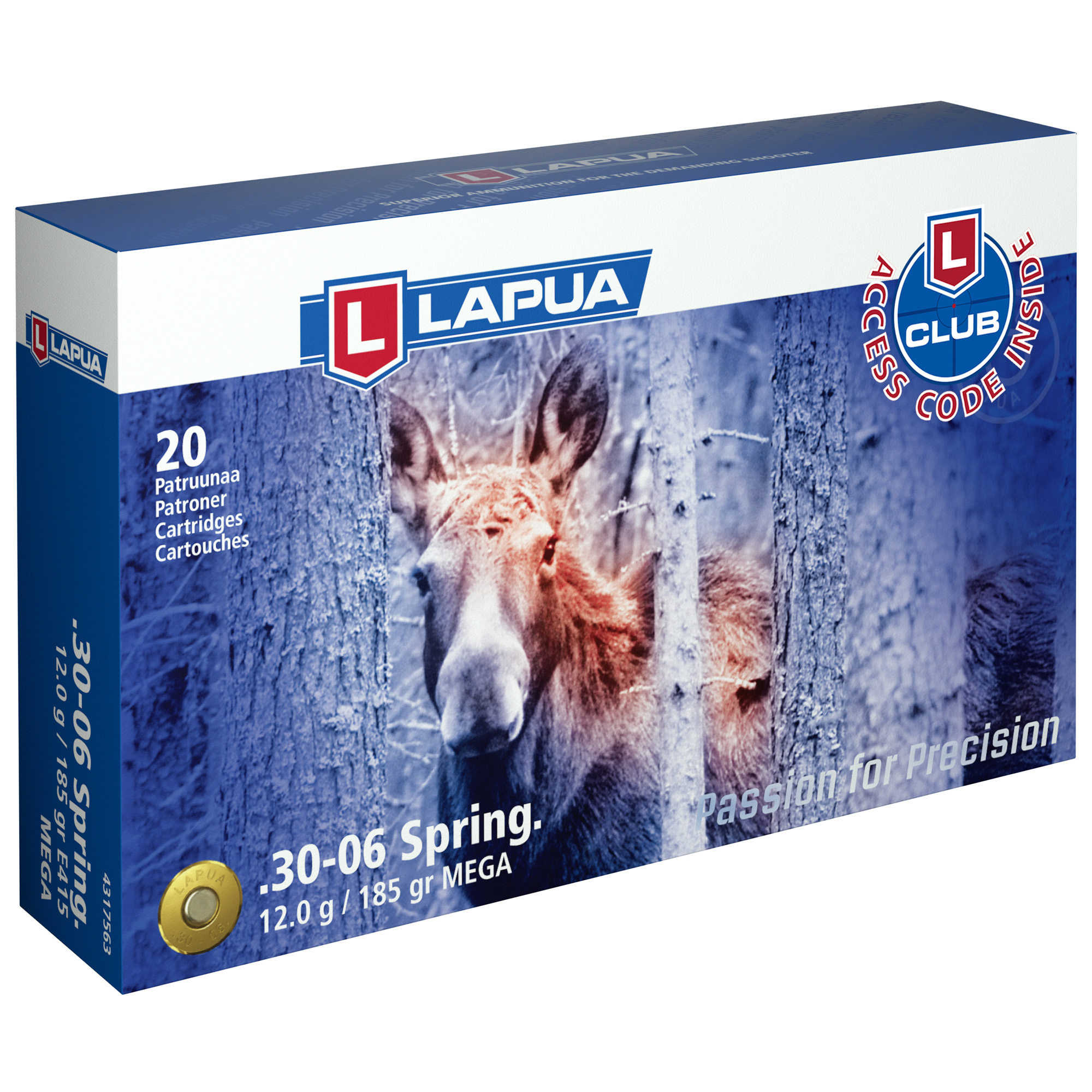 Lapua Rifle Ammo 30-06 Springfield 185gr Mega Soft Point bx/20