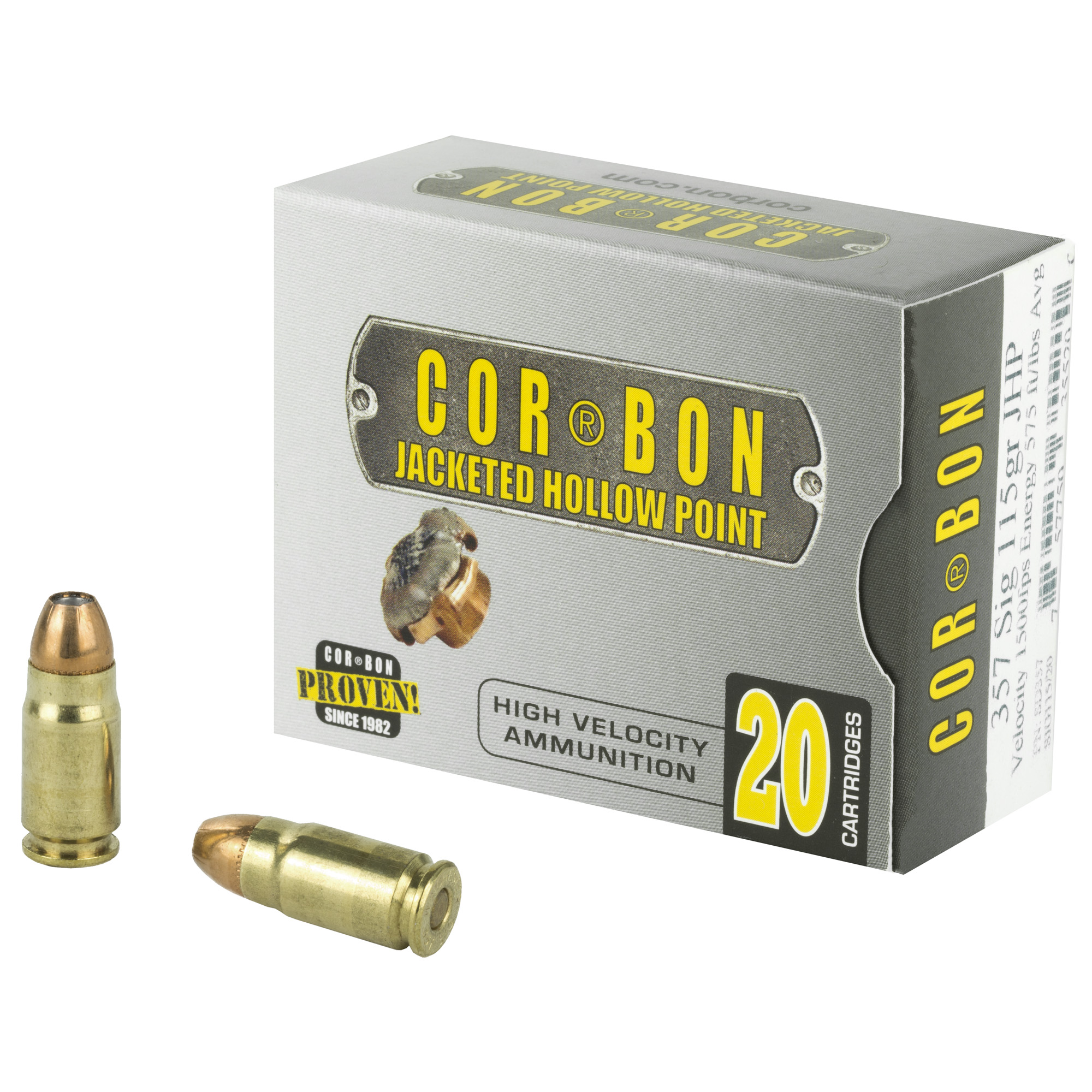 Corbon Self-Defense JHP Handgun Ammunition .357 SIG 115 gr JHP 1500 fps 20/box