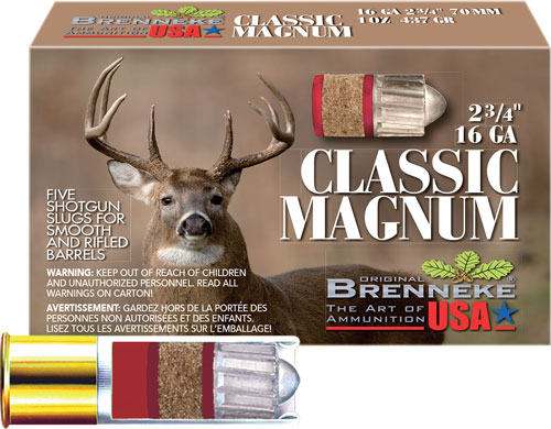 Brenneke Classic Magnum Slugs 16 ga. 2 3/4 in 1 oz. 5 rd.