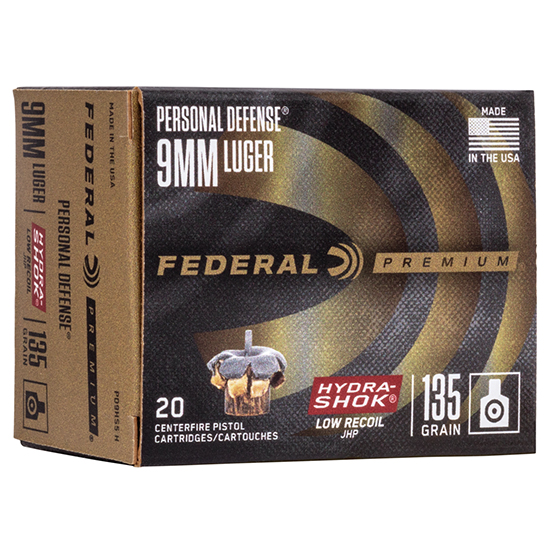 Federal Premium 9mm Luger Hydra-Shok 135 Grain JHP 20 Rounds
